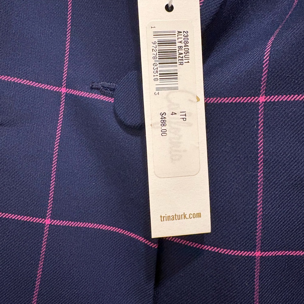 NWT Trina Turk Women’s Navy and Magenta Grid Suit, both size 4 - Picture 2 of 10